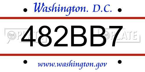 482BB7 District Of Columbia License Plate