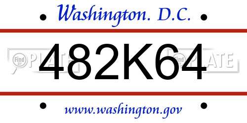 482K64 District Of Columbia License Plate