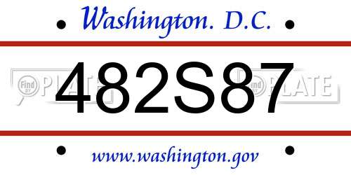 482S87 District Of Columbia License Plate
