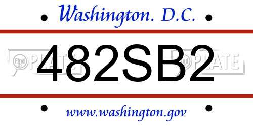 482SB2 District Of Columbia License Plate