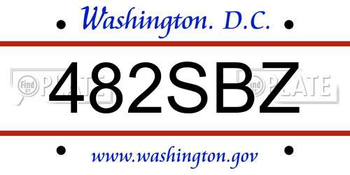 482SBZ District Of Columbia License Plate