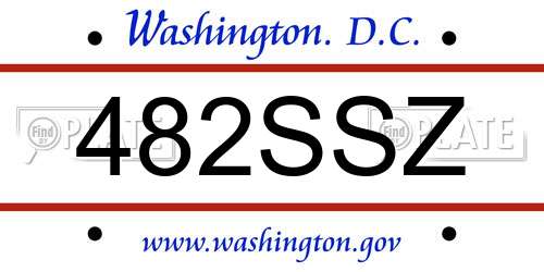 482SSZ District Of Columbia License Plate