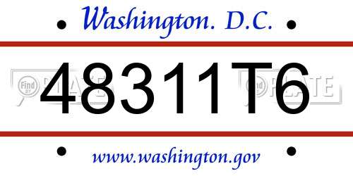 48311T6 District Of Columbia License Plate