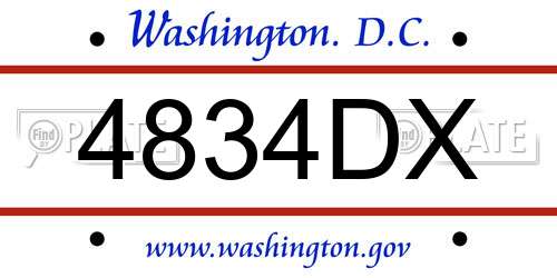 4834DX District Of Columbia License Plate