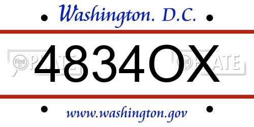 4834OX District Of Columbia License Plate