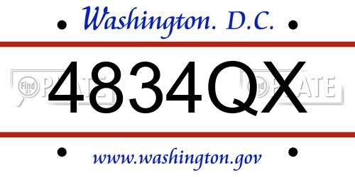 4834QX District Of Columbia License Plate