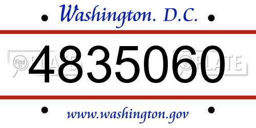 4835060 District Of Columbia License Plate