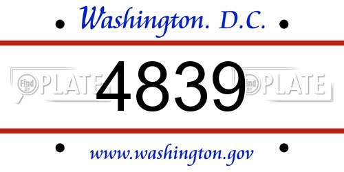 4839 District Of Columbia License Plate