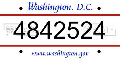 4842524 District Of Columbia License Plate