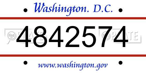 4842574 District Of Columbia License Plate