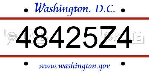 48425Z4 District Of Columbia License Plate