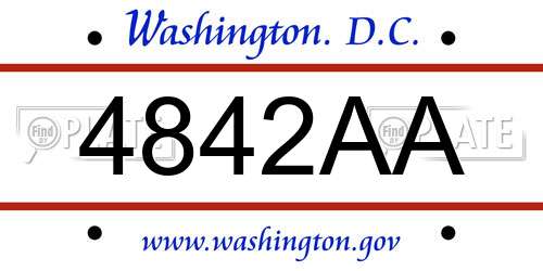 4842AA District Of Columbia License Plate