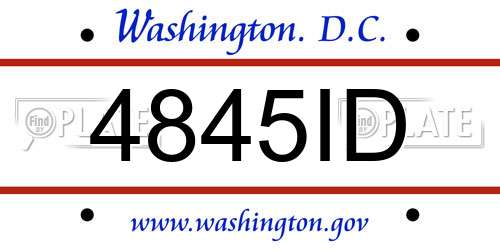 4845ID District Of Columbia License Plate