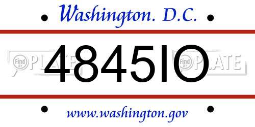 4845IO District Of Columbia License Plate