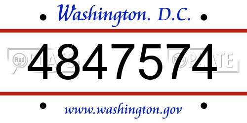 4847574 District Of Columbia License Plate