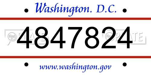 4847824 District Of Columbia License Plate