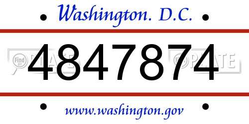 4847874 District Of Columbia License Plate