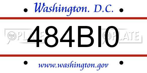 484BI0 District Of Columbia License Plate