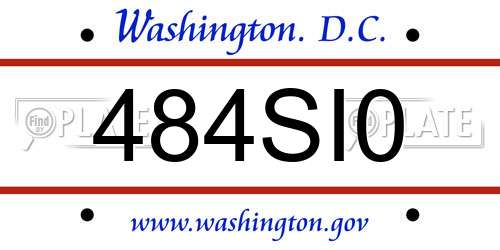 484SI0 District Of Columbia License Plate