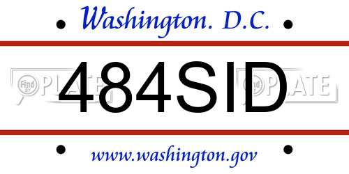 484SID District Of Columbia License Plate