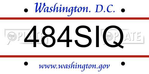 484SIQ District Of Columbia License Plate