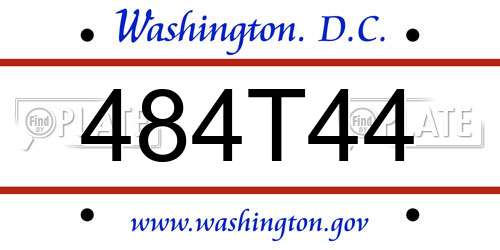 484T44 District Of Columbia License Plate