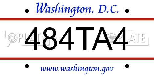 484TA4 District Of Columbia License Plate