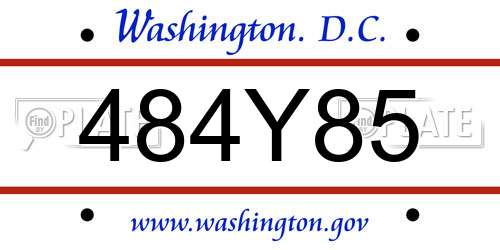 484Y85 District Of Columbia License Plate