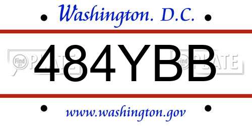 484YBB District Of Columbia License Plate