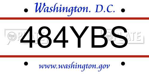 484YBS District Of Columbia License Plate