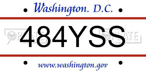 484YSS District Of Columbia License Plate