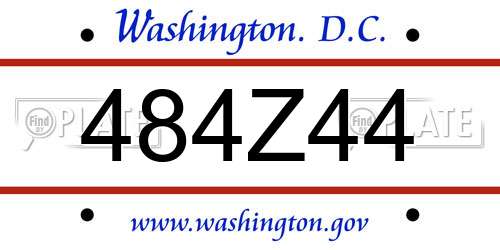484Z44 District Of Columbia License Plate