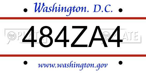484ZA4 District Of Columbia License Plate