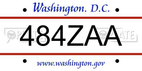 484ZAA District Of Columbia License Plate