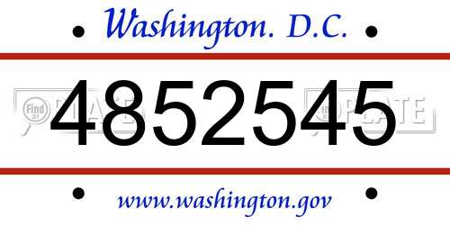4852545 District Of Columbia License Plate