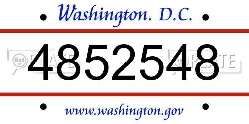 4852548 District Of Columbia License Plate