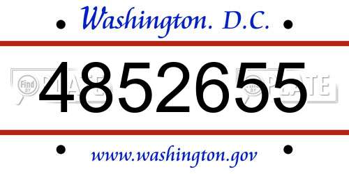 4852655 District Of Columbia License Plate