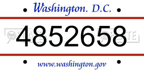 4852658 District Of Columbia License Plate
