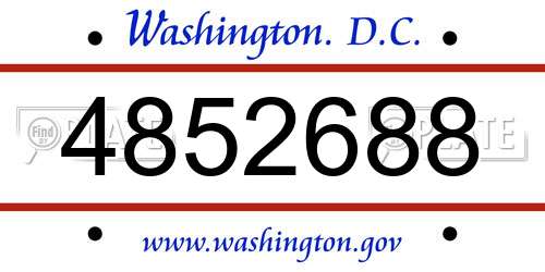 4852688 District Of Columbia License Plate