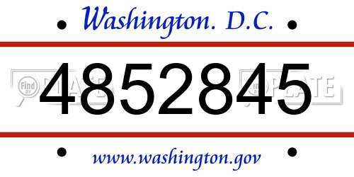 4852845 District Of Columbia License Plate