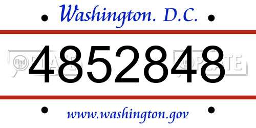 4852848 District Of Columbia License Plate