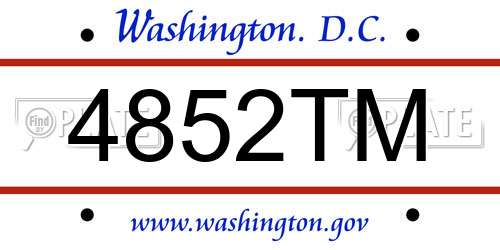 4852TM District Of Columbia License Plate