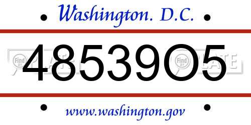 48539O5 District Of Columbia License Plate