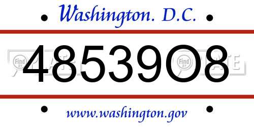 48539O8 District Of Columbia License Plate