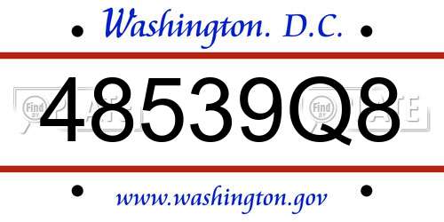 48539Q8 District Of Columbia License Plate