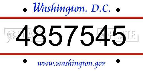 4857545 District Of Columbia License Plate
