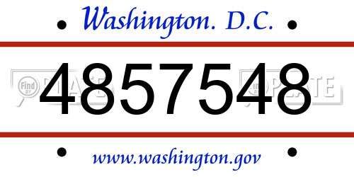 4857548 District Of Columbia License Plate