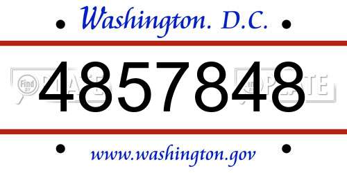 4857848 District Of Columbia License Plate