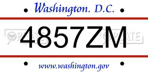 4857ZM District Of Columbia License Plate