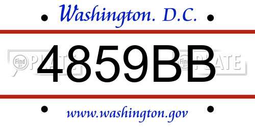 4859BB District Of Columbia License Plate